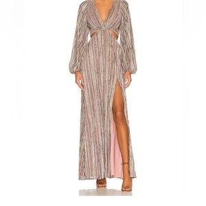 House of Harlow 1960 Striped Maxi Dress with Cutouts
